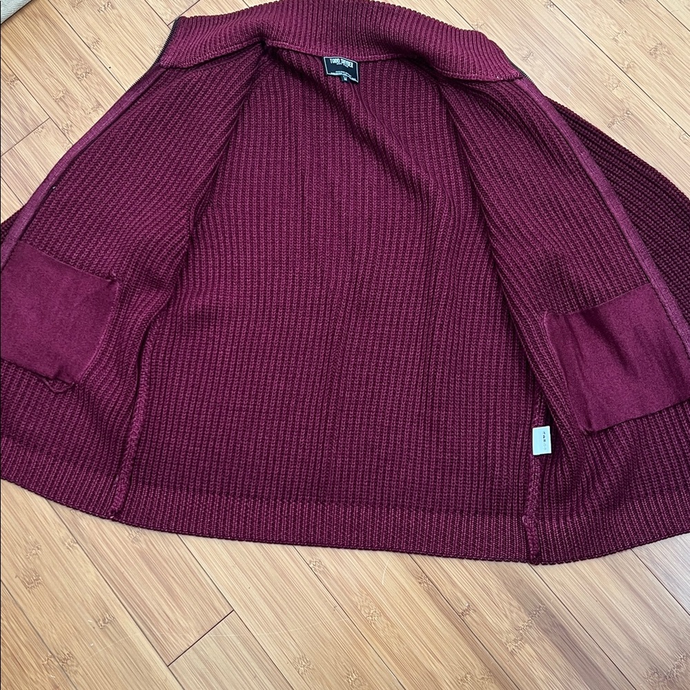 Sold eBay TODD SNYDER maroon chunky knit zip up wool mock sweater cardigan M - Picture 9 of 9